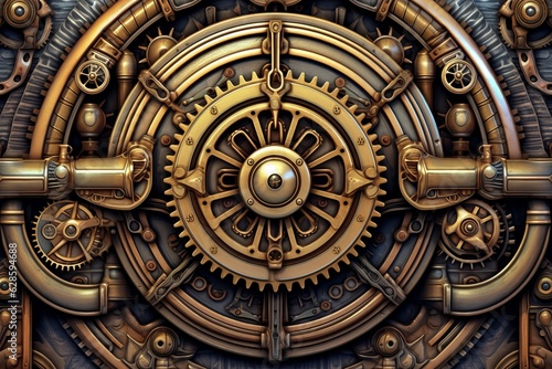 a close up of a clockwork steampunk background wallpaper design illustration © AberrantRealities