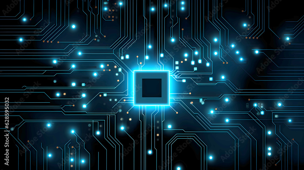 Digital circuit board hardware. Digital black and blue computer background. Digital circuit board hardware. Digital black and blue computer background.