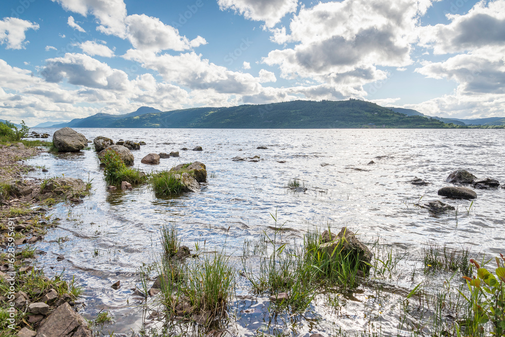 nature sceneries around the Lochness Lake during a cloudy springtime day, Scotland
