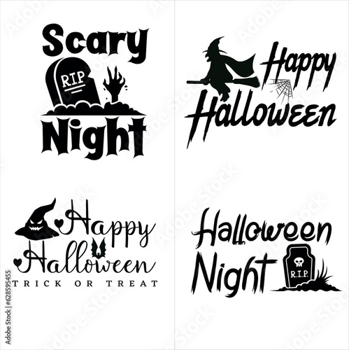  Happy halloween scary night pumpkin spooky horror with skull hand illustration white background