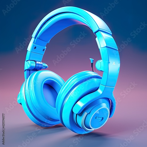 3D headphone on a flat background, with music, generated by AI