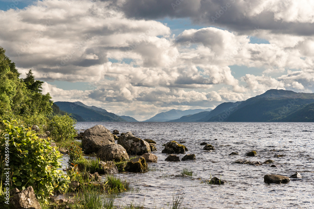Fototapeta premium nature sceneries around the Lochness Lake during a cloudy springtime day, Scotland
