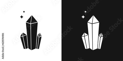 Long crystal vector icon. Crystal stone, gemstone icon