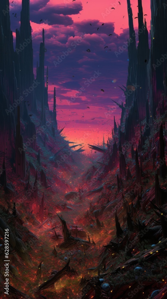 a digital painting of a forest with trees and rocks a digital painting of a forest with trees and rocks