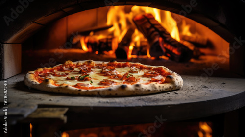 Italian pizza in the oven.
