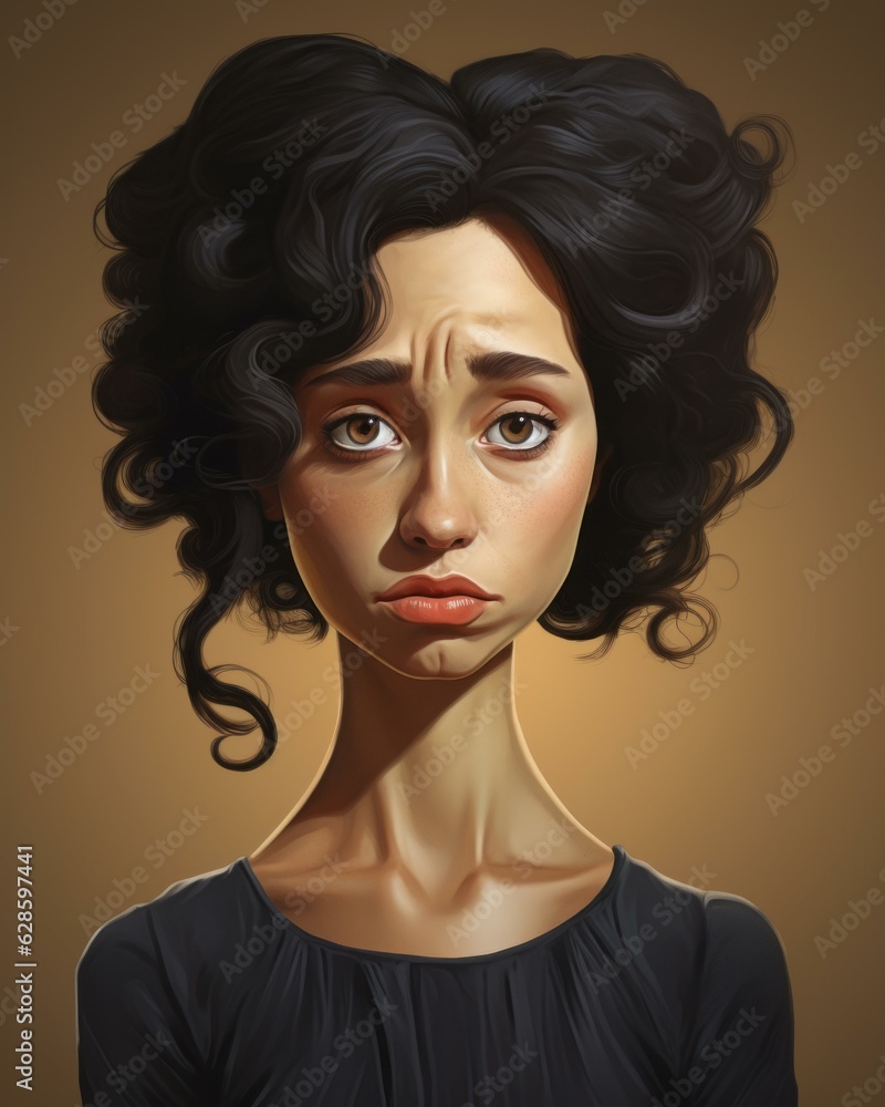 a digital portrait of a woman with curly hair a digital portrait of a woman with curly hair