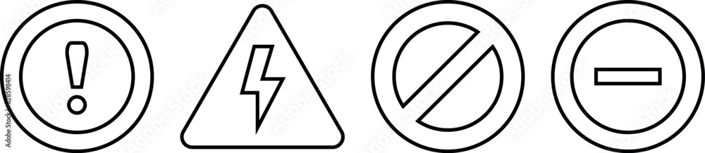 Alert, risk sign line icon set collection. Vector ilustration. Alert, risk sign line icon set collection. Vector ilustration.