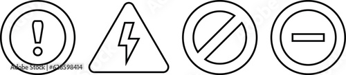 Alert, risk sign line icon set collection. Vector ilustration.