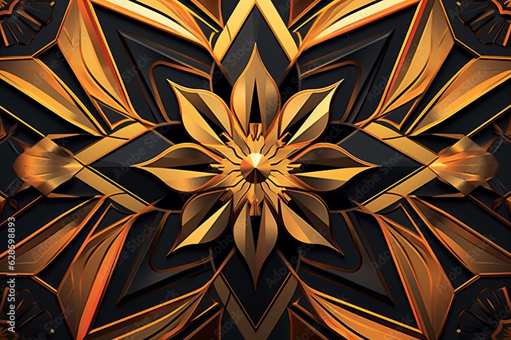 a golden flower design on a black background a golden flower design on a black background