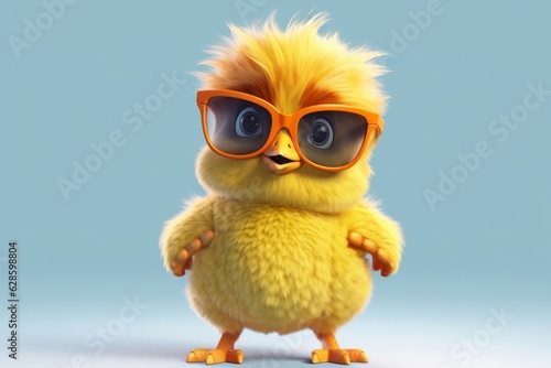 Foto chick in sunglasses, illustration of funny chick in sunglasses, chick 3d model