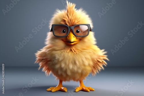 chick in sunglasses, illustration of funny chick in sunglasses, chick 3d model