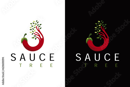 SAUCE TREE logo design vector template and business card with editable text