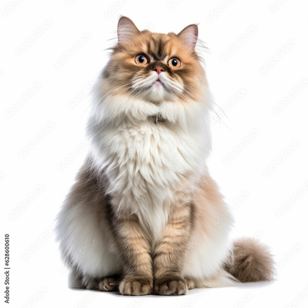 a long haired cat sitting down on a white background a long haired cat sitting down on a white background