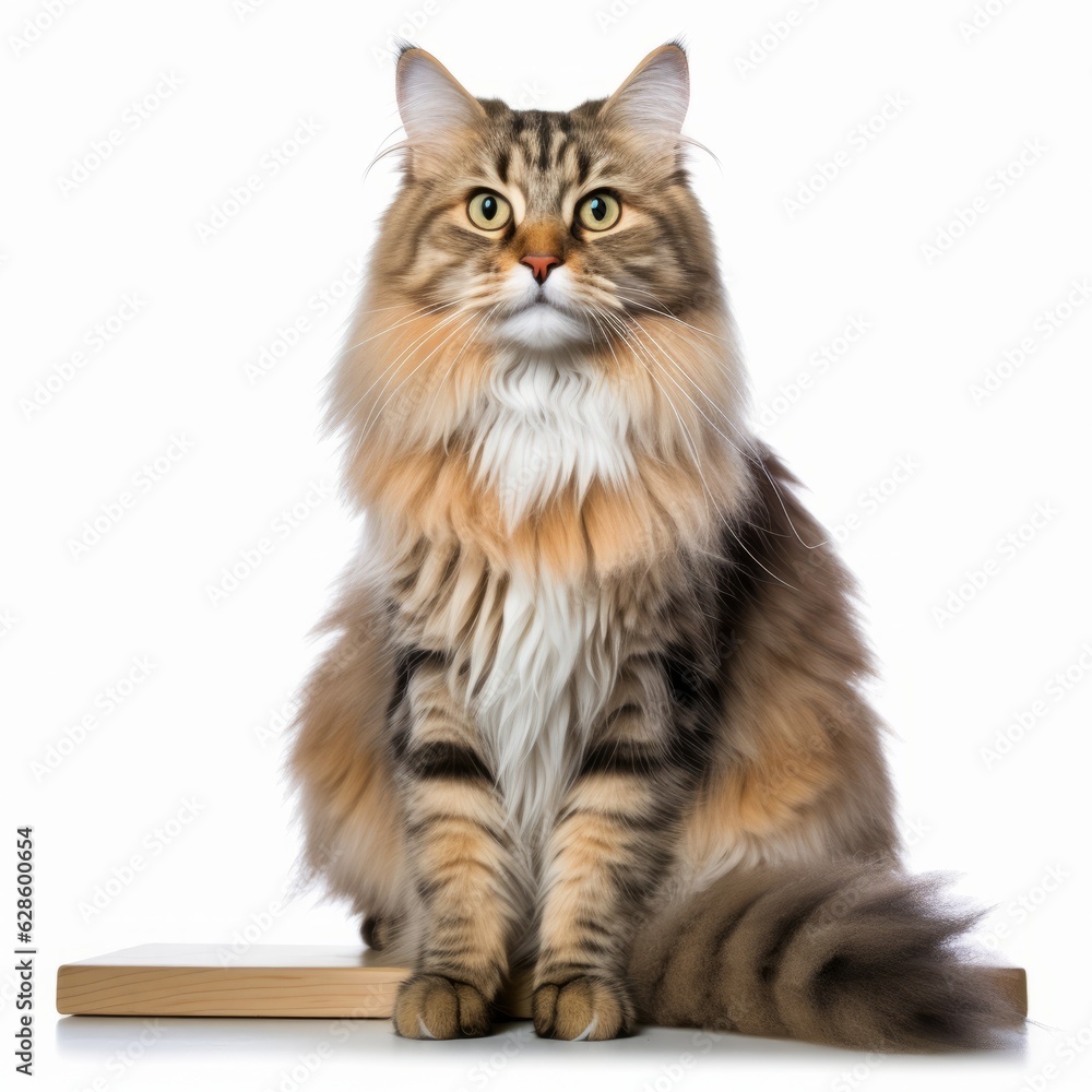 a long haired cat sitting on top of a box a long haired cat sitting on top of a box