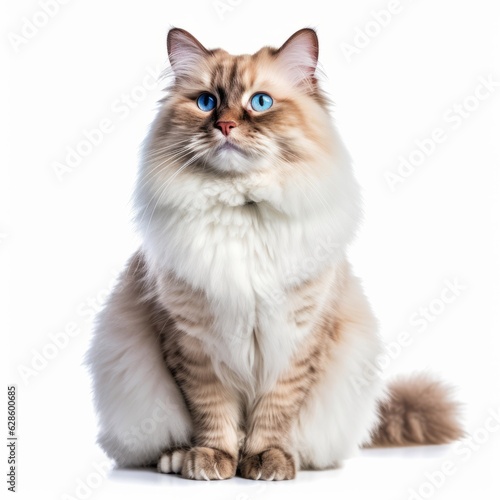 a long haired cat with blue eyes sitting down © AberrantRealities