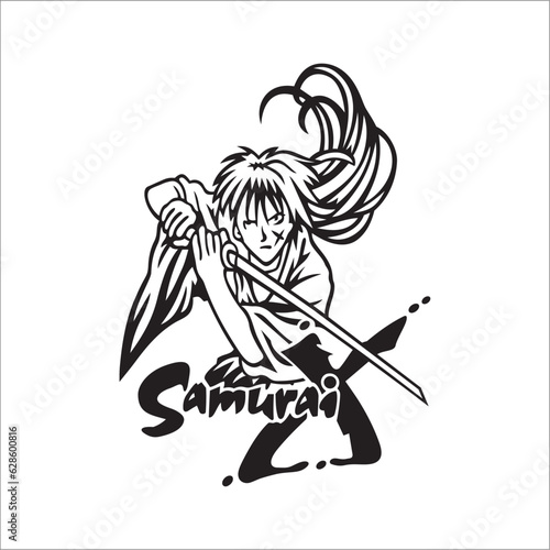 samurai x vector illustration can be used as graphic design