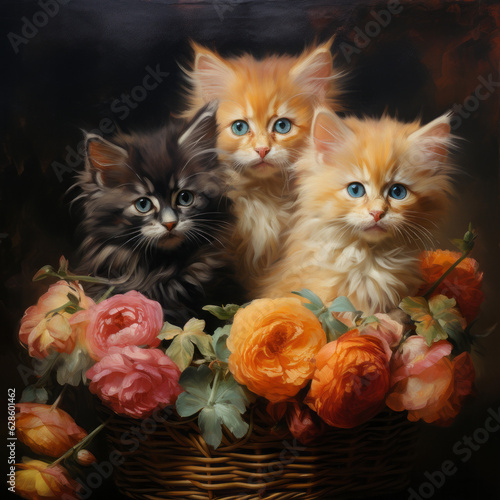 Three kittens in a basket © AD LUCEM