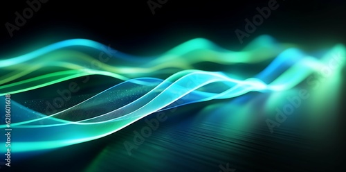 abstract futuristic background with green blue glowing neon moving high speed wave lines and bokeh lights. Data transfer concept Fantastic wallpaper, Ai, Generative AI