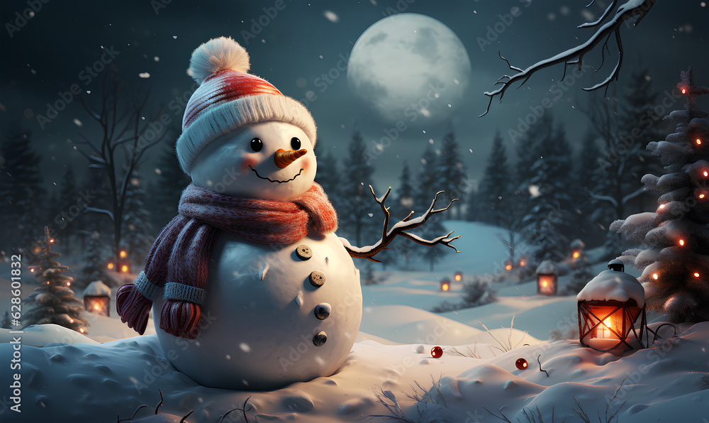Obraz premium Snowman wallpaper - Generative AI