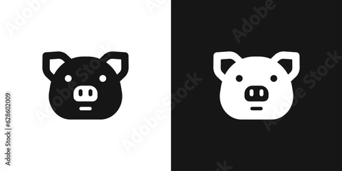 Fat pig vector icon. Pork sign, pig face