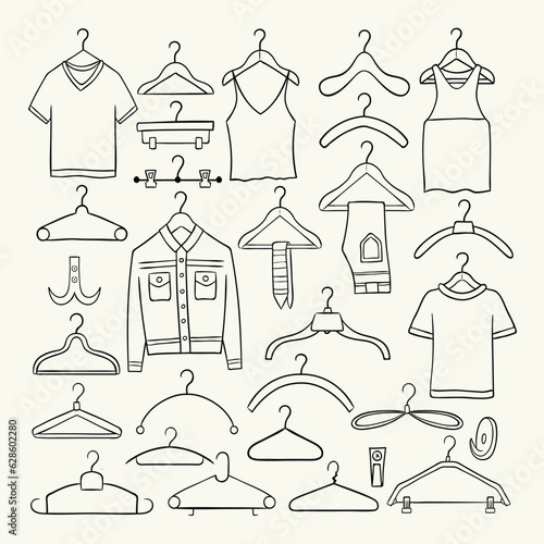 A set of hangers. Hand drawn vector illustration