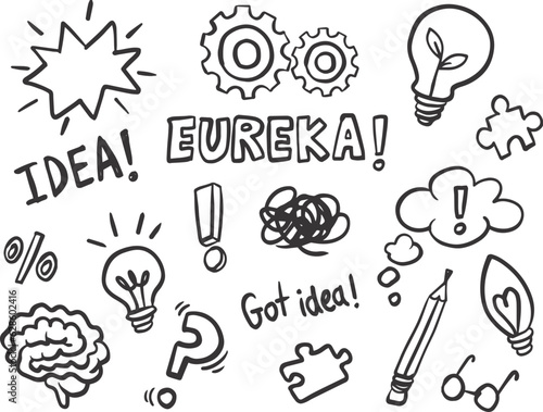 Valokuvatapetti Free vector collection of handrawn doodles about ideas thinking and knowledge