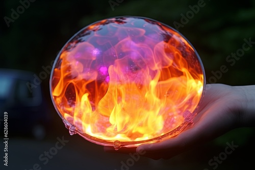 a person holding a fire ball in their hand