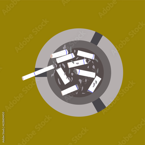Vector graphic of hand drawn vector doodle illustration of an ashtray with cigarettes in it. This vector is perfect for background,banner,template,cleanliness icon from smoking etc.