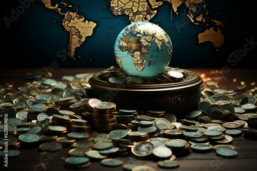 Global money circulation in realistic image Generative AI photo