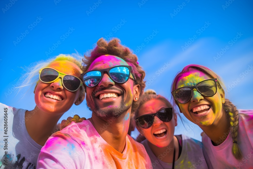 Friends After Participating In A Color Run Friends After Participating In A Color Run
