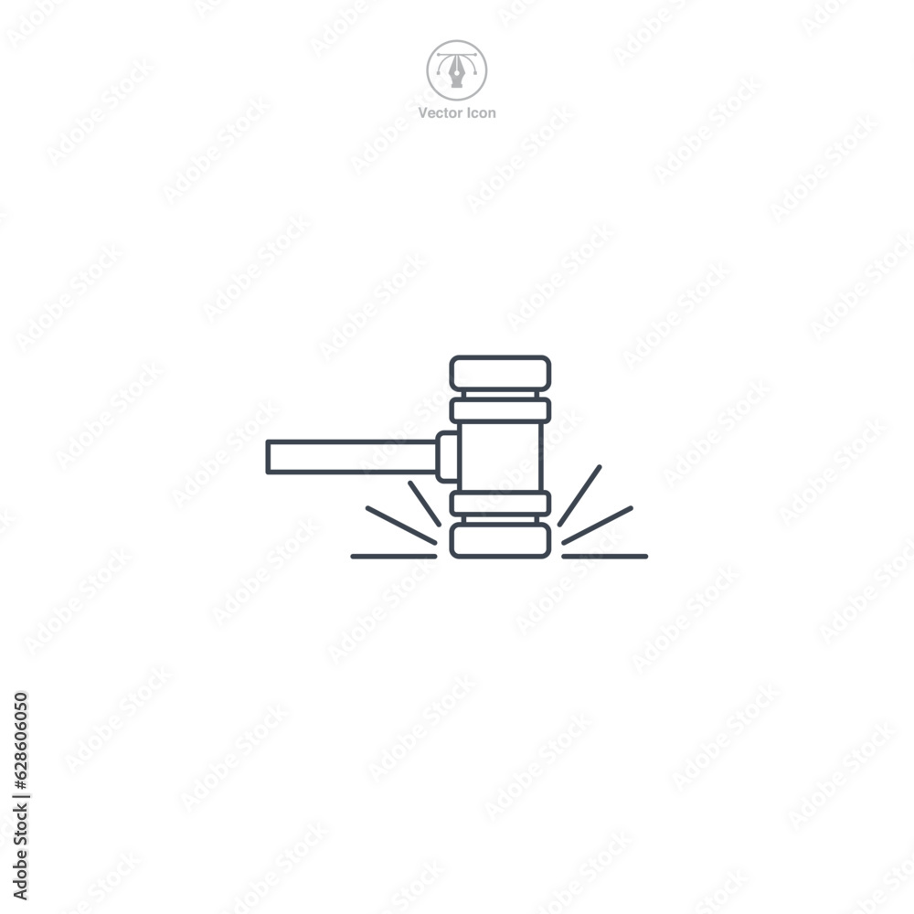 Gavel Hammer and Sound Block icon symbol vector illustration isolated on white background Gavel Hammer and Sound Block icon symbol vector illustration isolated on white background