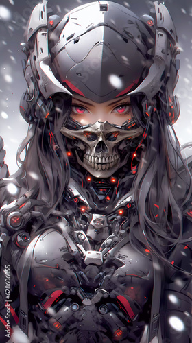 Epic Battle: Anime Warrior Girl Ready for Combat, Generative AI