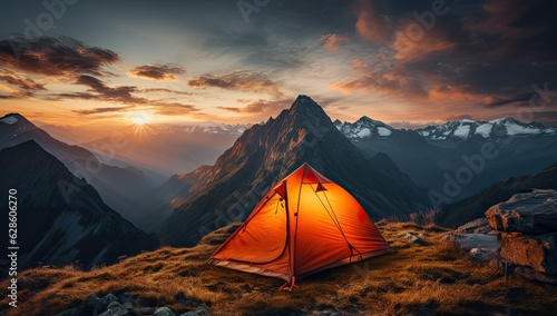 tent in the mountains at sunset © Photo And Art Panda