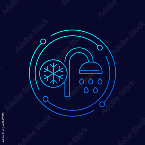 cold shower icon, linear design