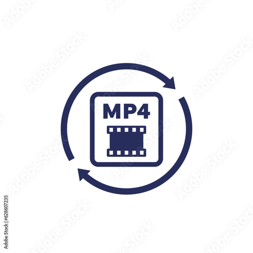 convert to mp4 file icon on white photo