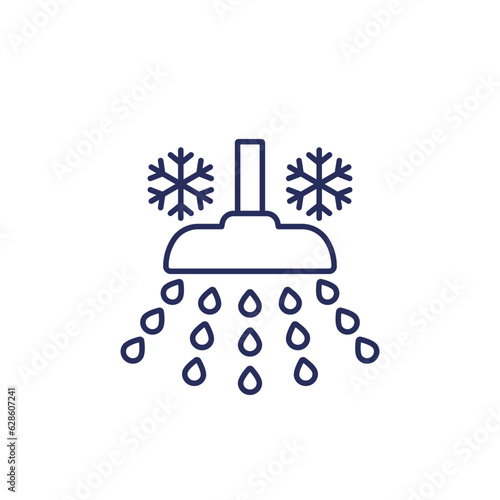 cold shower line icon, vector