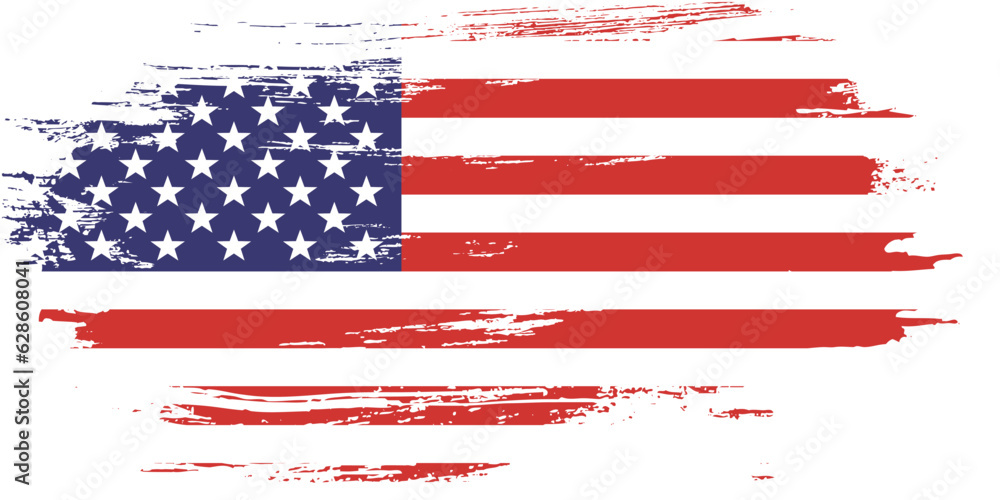 Grunge USA Flag. American flag brush paint texture. Distressed US symbol, United States flag Vector Illustration for Celebration Holiday 4 of July American President Day, star and stripes Grunge USA Flag. American flag brush paint texture. Distressed US symbol, United States flag Vector Illustration for Celebration Holiday 4 of July American President Day, star and stripes