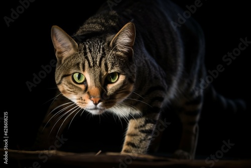 Wallpaper Mural a tabby cat is walking in the dark Torontodigital.ca