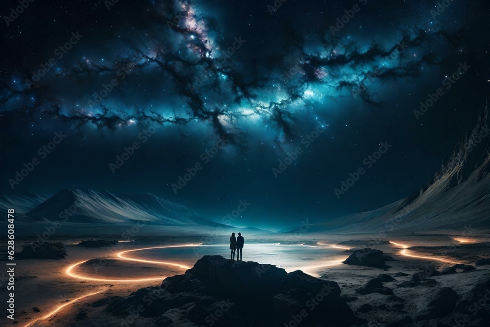 Fototapeta premium Space Galaxy Wallpaper, landscape 4k, Generative AI