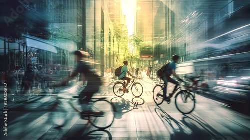 Photo People cycling in City