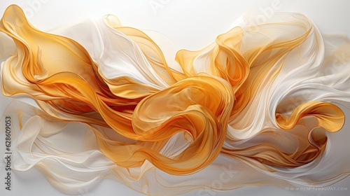 Golden Elegance: White and Gold Silk Flat Design Abstract Lines, Generative AI