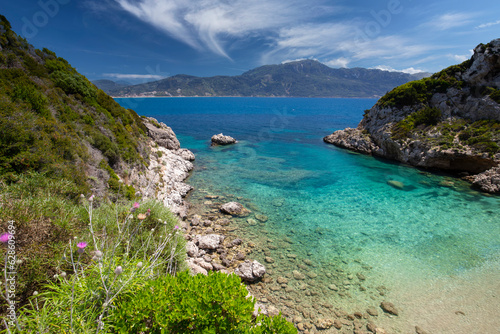 Krajobraz morski, wakacje i wypoczynek, morze i plaża Porto Timoni, wyspa Korfu, Grecja