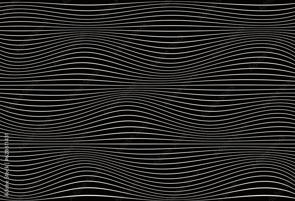 Black background with thin white wavy lines, modern stylish wallpaper, dark decor, technical style Black background with thin white wavy lines, modern stylish wallpaper, dark decor, technical style