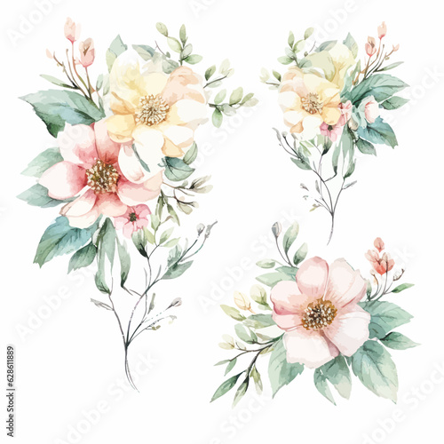 Romantic Watercolor Fairy Florals: Soft Hues on Transparent Background for Dreamy Creations 