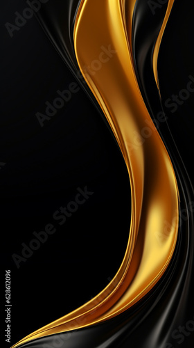 flow of golden liquid on black background  made with Generative AI