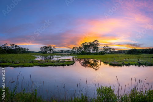 Chincoteague Island marsh sunset in Virginia  photo