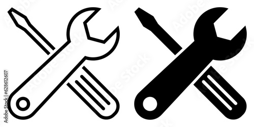 ofvs401 OutlineFilledVectorSign ofvs - repair service vector icon . wrench and screwdriver sign . isolated transparent . black outline and filled version . AI 10 / EPS 10 / PNG . g11741 photo