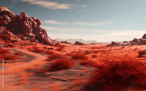 Desert with red sand. 