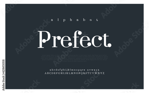 Prefect Abstract Fashion font alphabet. Typography typeface uppercase lowercase and number. vector illustration