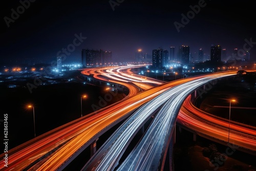 traffic on highway at night, Generative AI